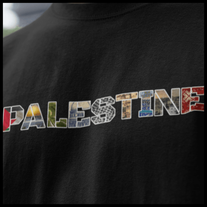 Palestine Images in Text Palestinian Support Tshirt - SunnahBay