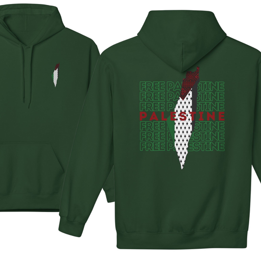 Free Palestine Green Letters Hoodie