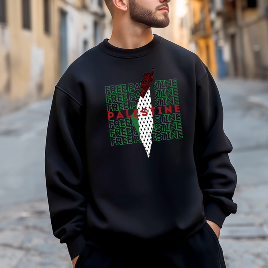 Free Palestine Green Palestine Map Sweatshirt