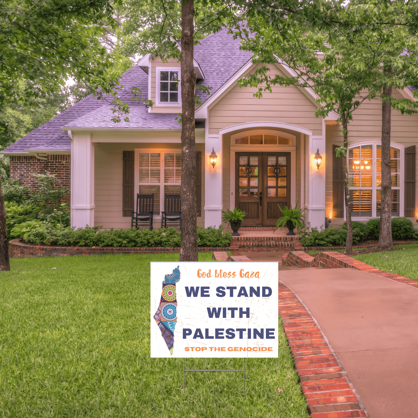 We Stand with Palestine, God Bless Gaza Palestinian Support Yard Sign - SunnahBay