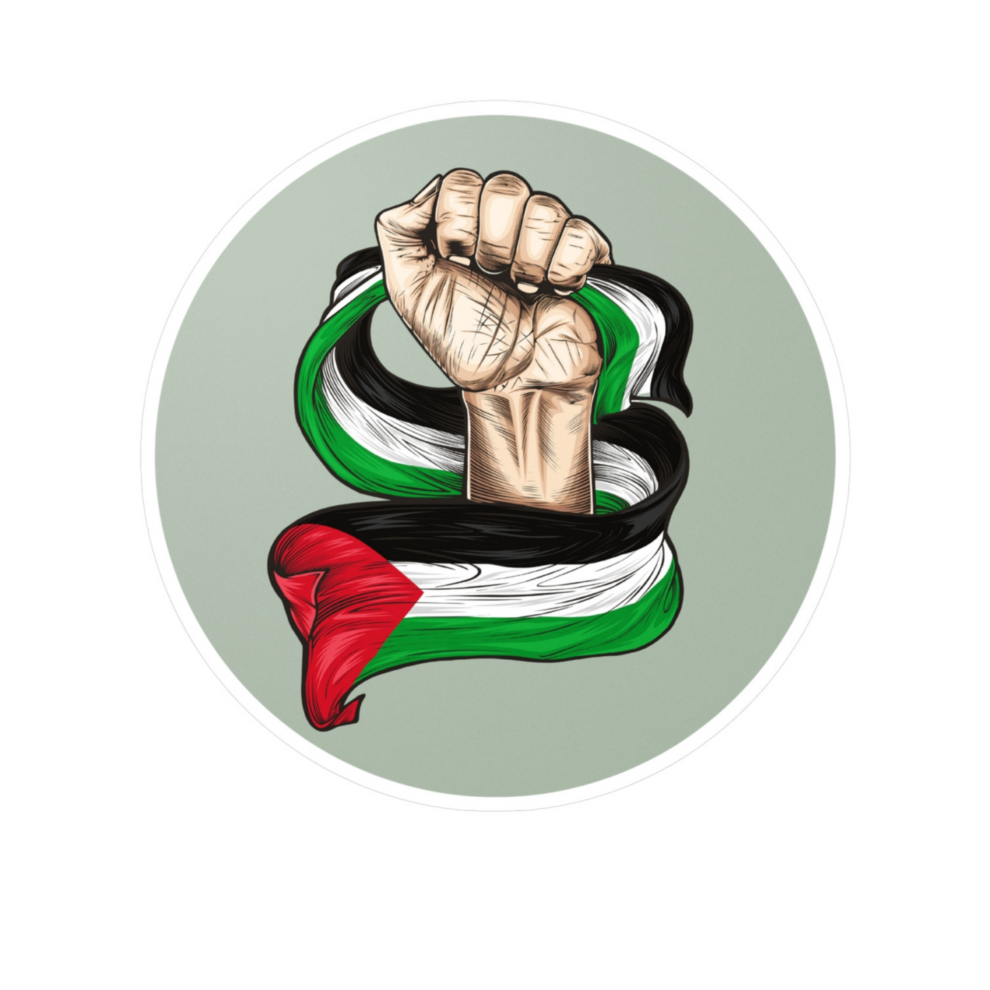 Hand Holding the Palestinian Flag Sticker
