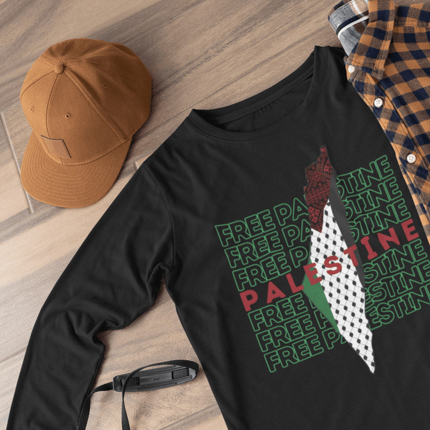 Free Palestine Green Map Long Sleeve Tshirt