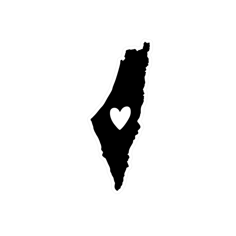 Black and White Palestine with Heart Sticker