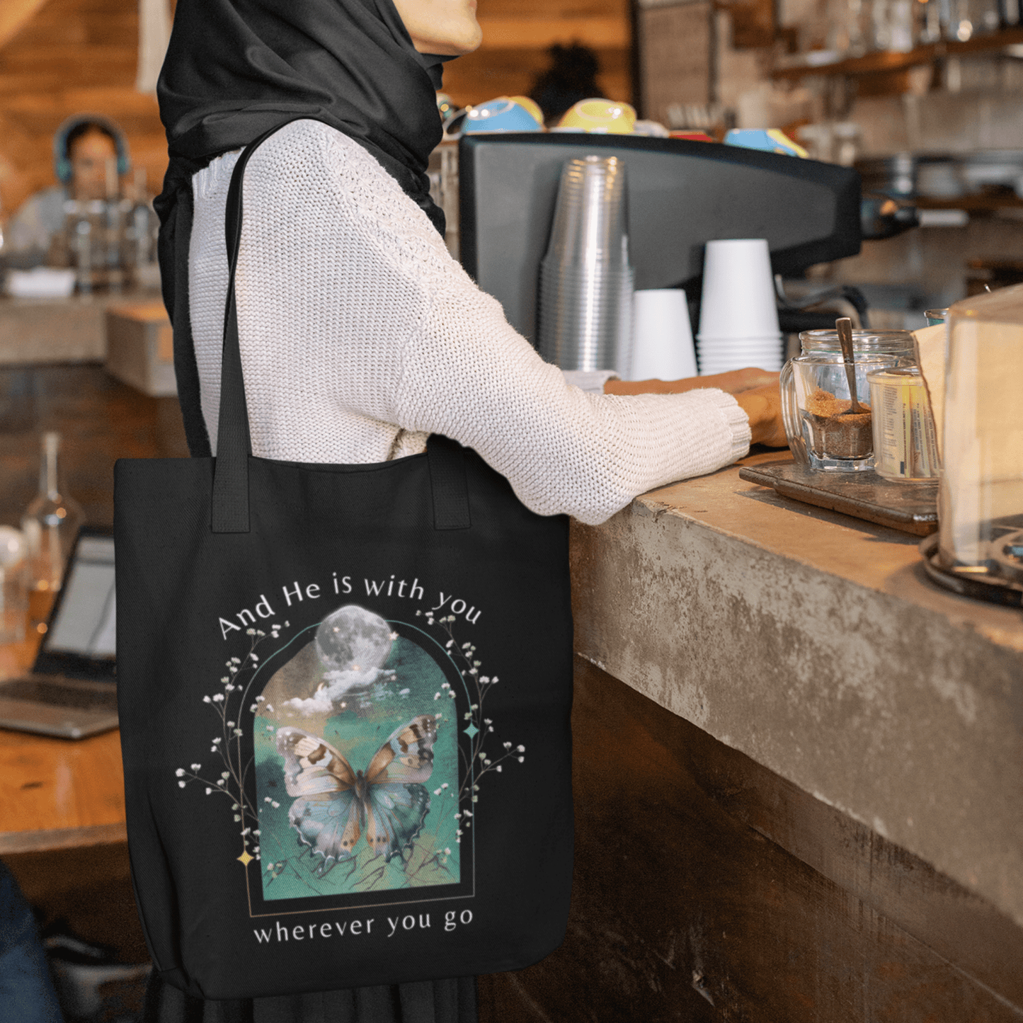 And He is With You Wherever You Go Holy Quran Black Tote