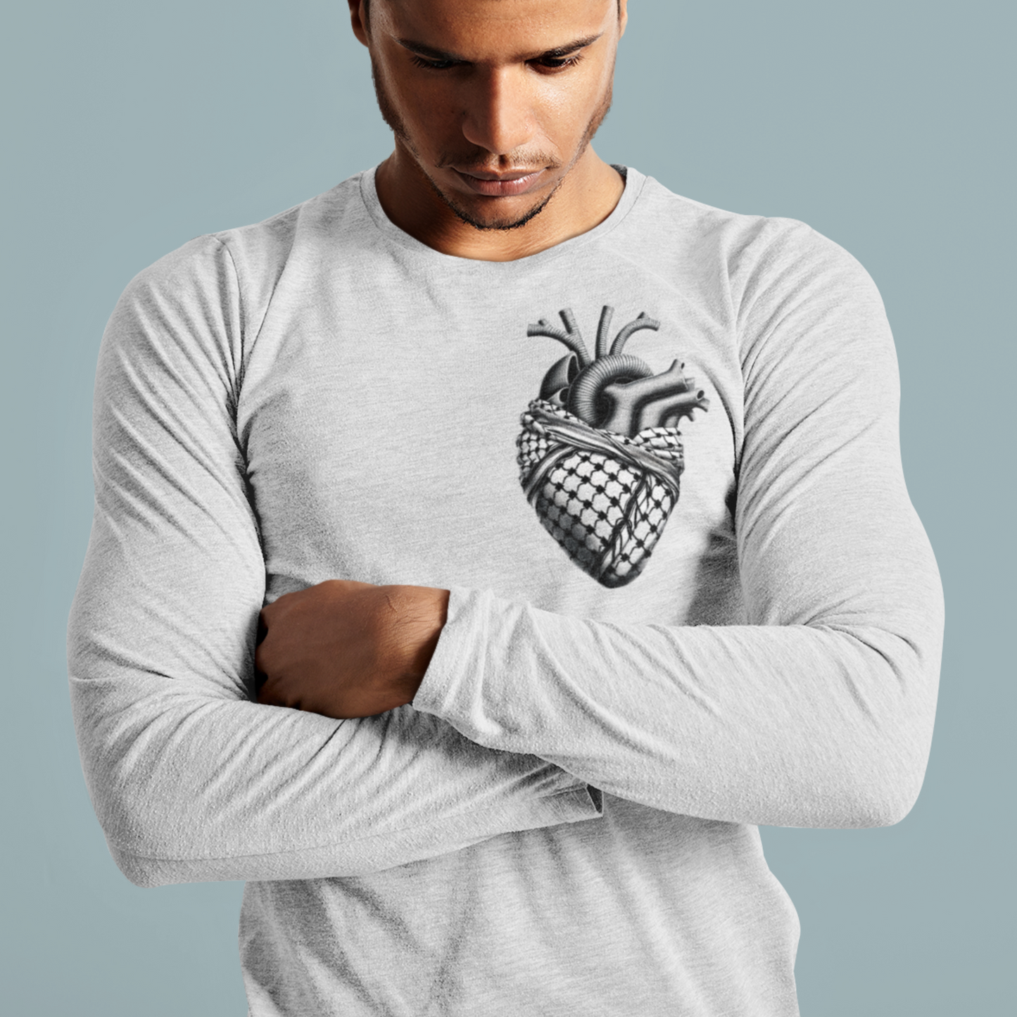 Anatomical Heart Wrapped In Keffiyeh Scarf Long Sleeved Tshirt