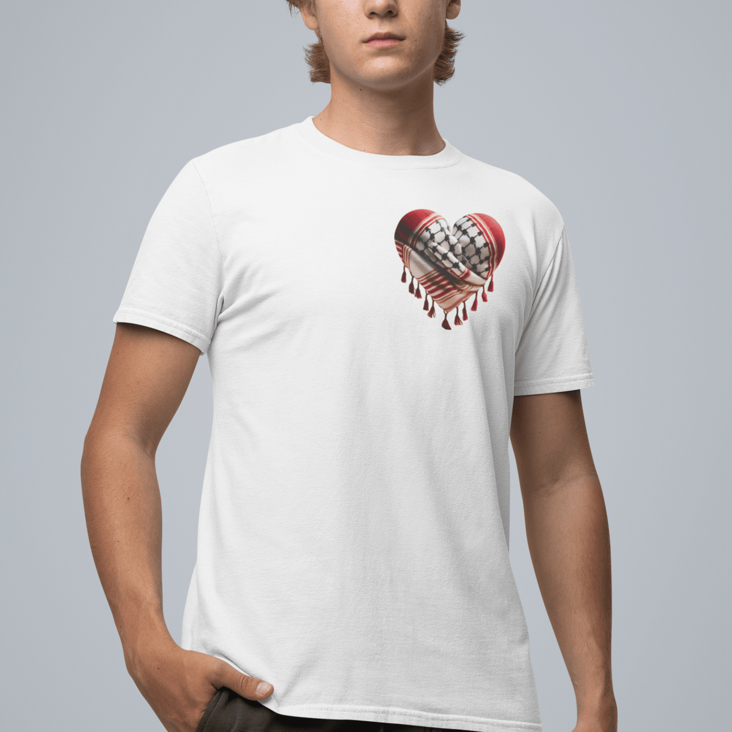 Red Keffiyeh Heart Palestine Support Tshirt