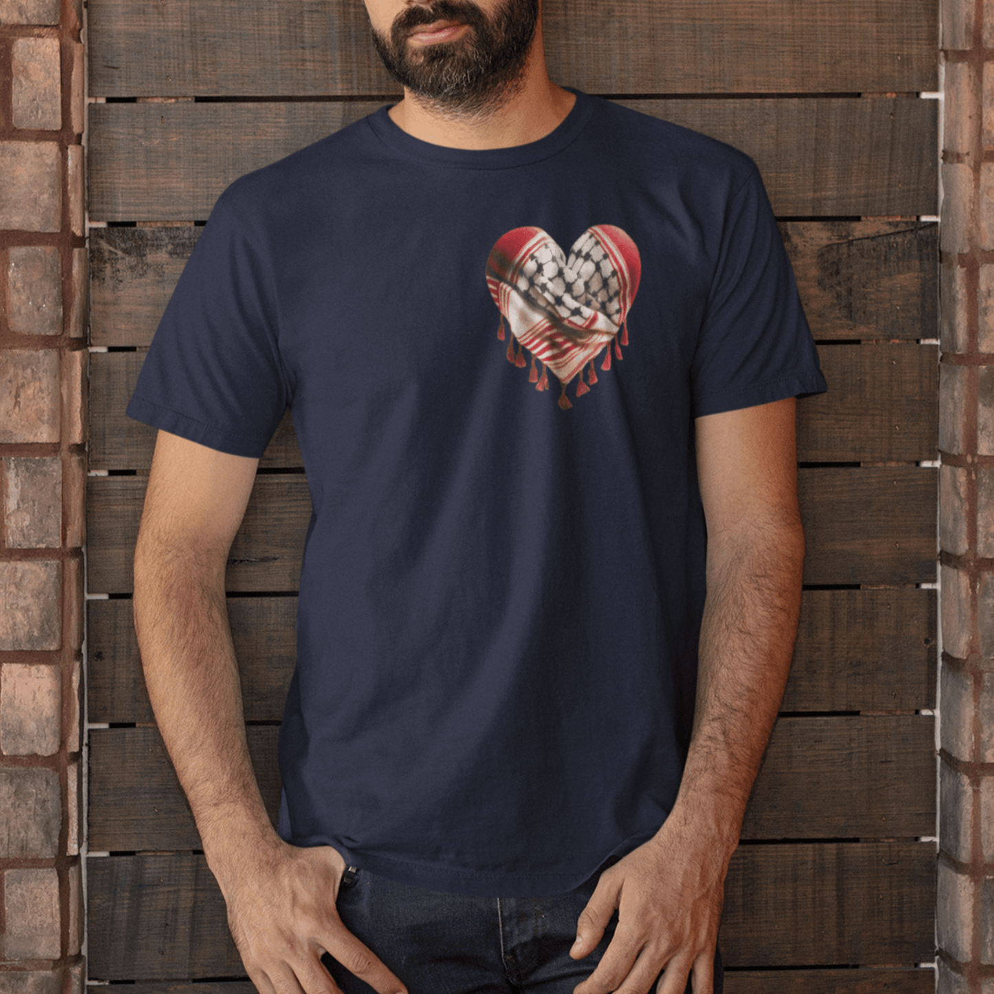 Red Keffiyeh Heart Palestine Support Tshirt