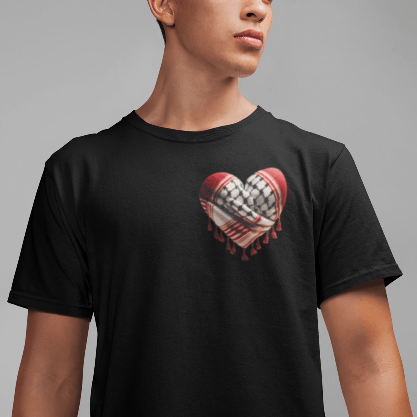 Red Keffiyeh Heart Palestine Support Tshirt