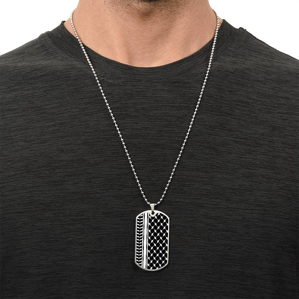 Palestinian Keffiyeh Military Tag Necklace