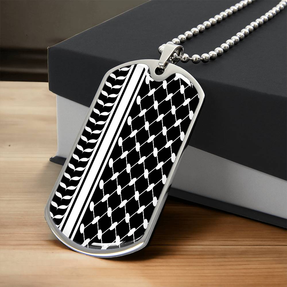 Palestinian Keffiyeh Military Tag Necklace