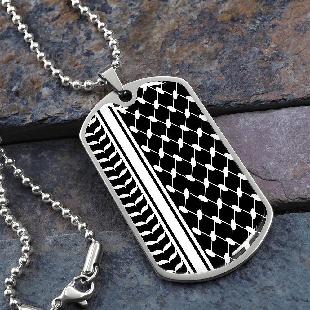 Palestinian Keffiyeh Military Tag Necklace