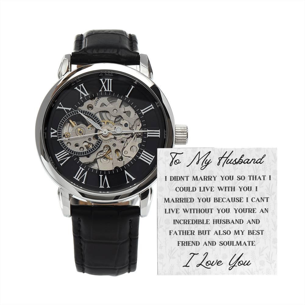 To My Husband | Can't Live Without You | Men's Openwork Watch - SunnahBay