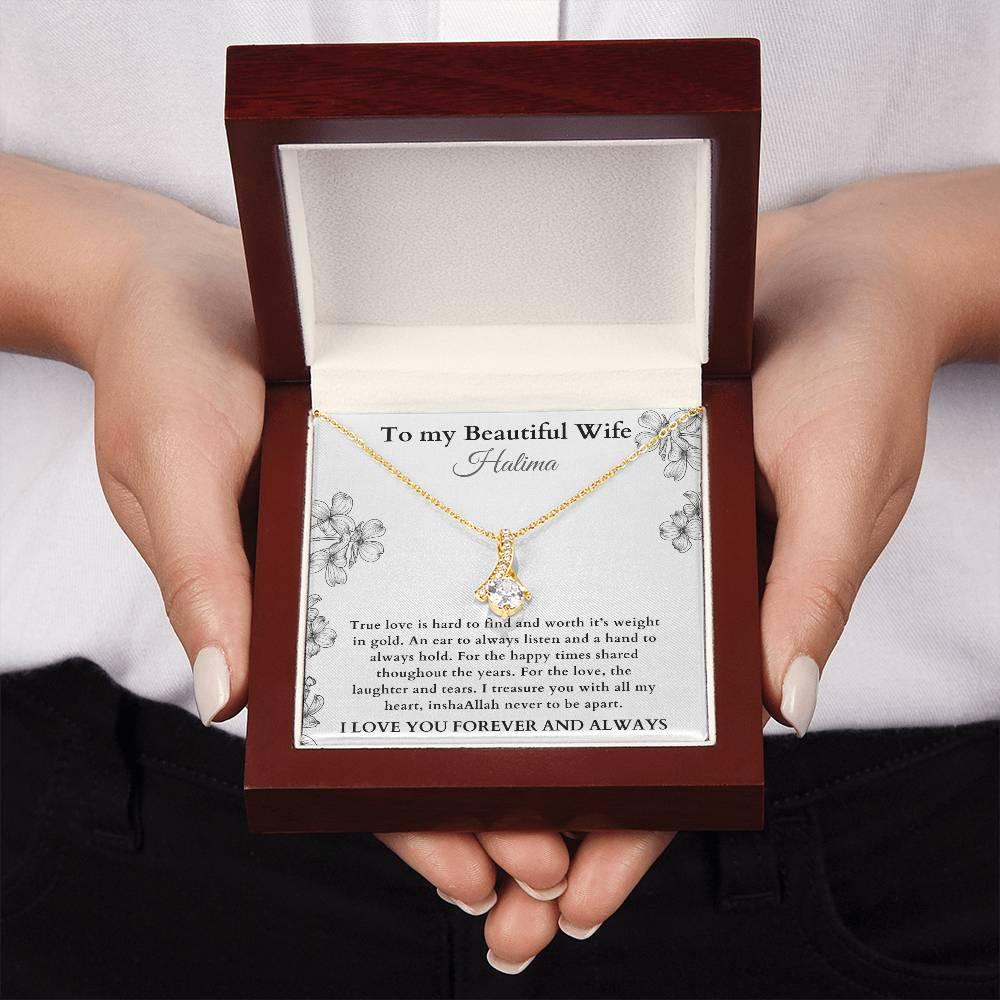 Love Poem for Muslim Wife with Personalized Name | Alluring Beauty Necklace - SunnahBay