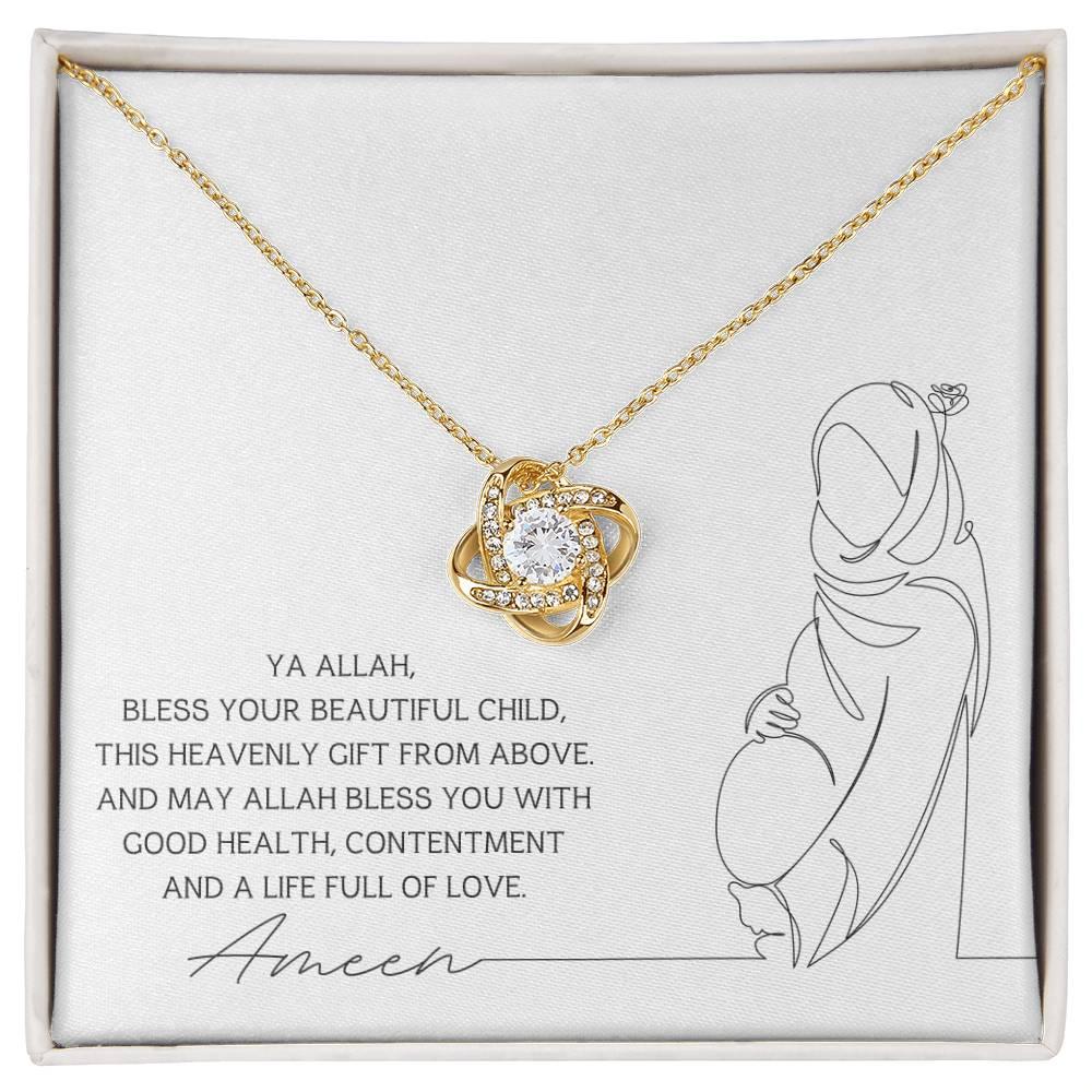 Dua for Pregnant Muslim Hijabi with Love Knot Necklace | Aqiqah Gift - SunnahBay