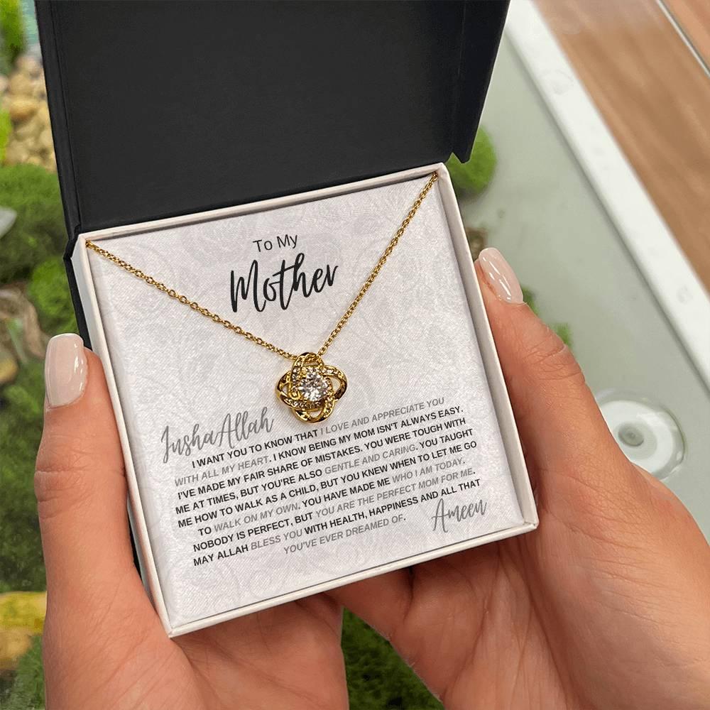Gift for Muslim Mother | You are the Perfect Mom for Me | Love Knot Necklace - SunnahBay