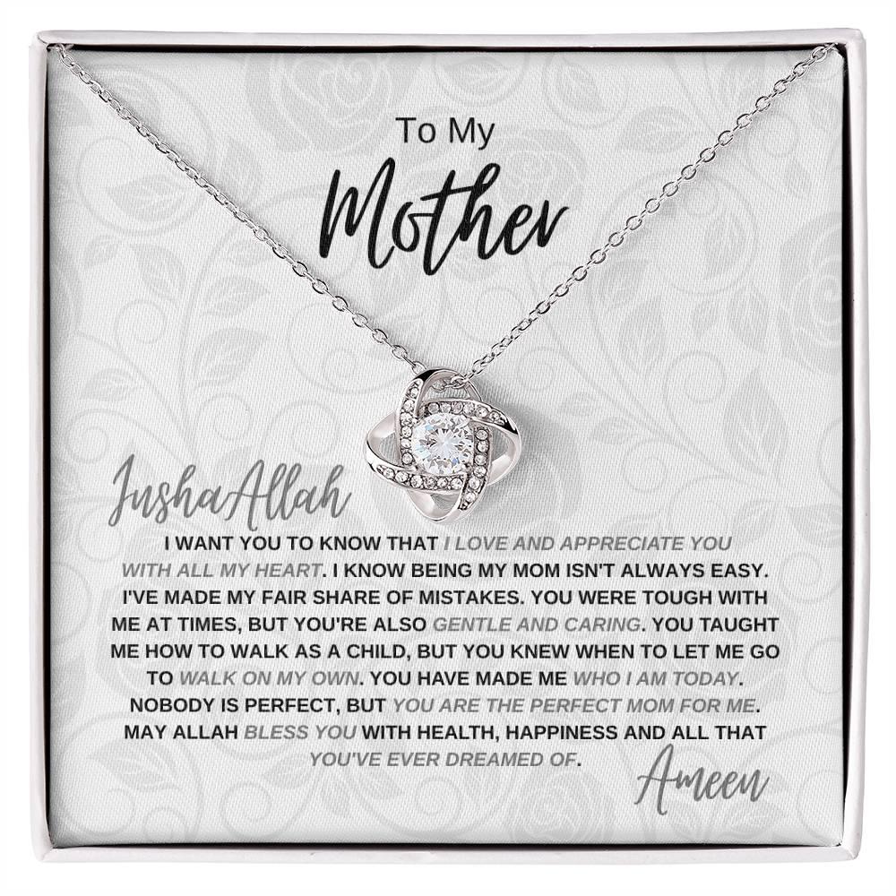 Gift for Muslim Mother | You are the Perfect Mom for Me | Love Knot Necklace - SunnahBay