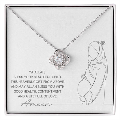 Dua for Pregnant Muslim Hijabi with Love Knot Necklace | Aqiqah Gift - SunnahBay