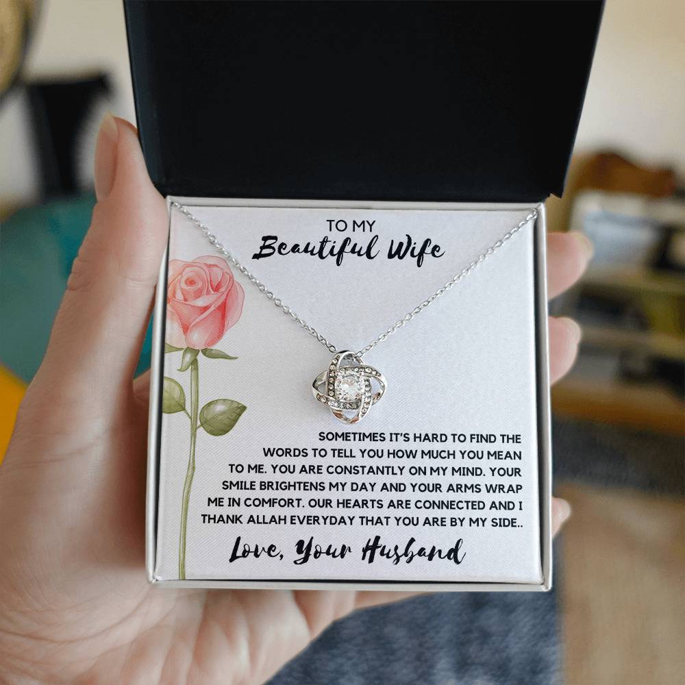 Thank Allah For You | Gift for Muslim Wife | Love Knot Necklace