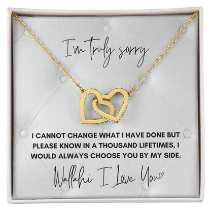 I'm Truly Sorry Necklace for Muslim Wife | Interlocking Hearts
