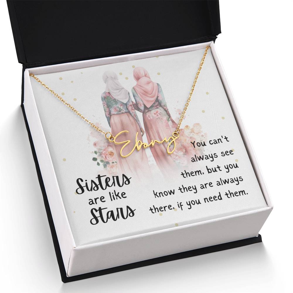 Personalized Name Necklace for Muslim Sister |Sisters are like Stars