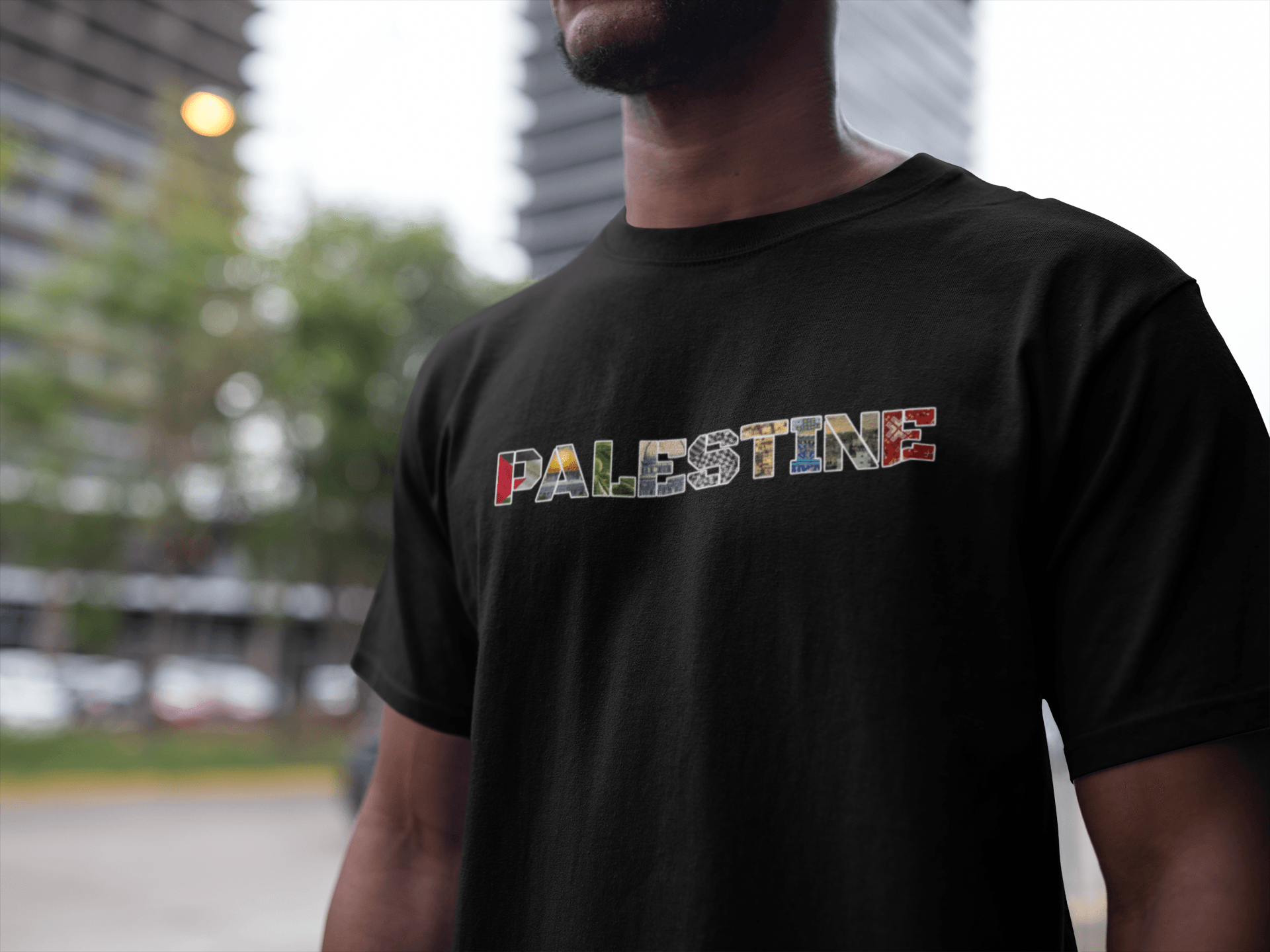 Palestine Images in Text Palestinian Support Tshirt - SunnahBay