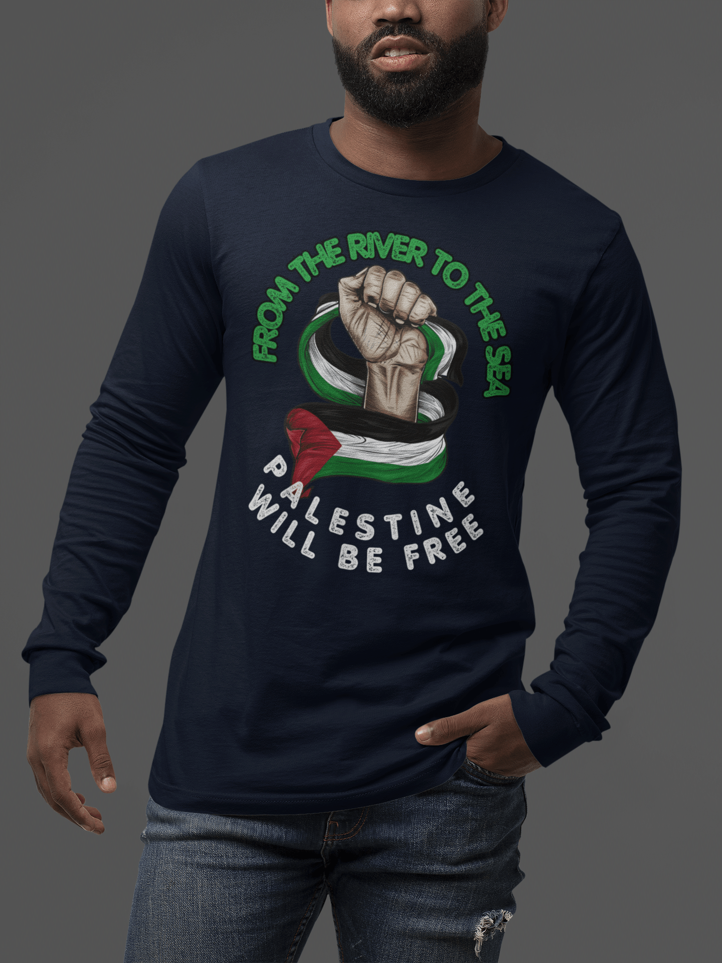 From the River to the Sea Palestine w/ Fist Long Sleeve Tshirt