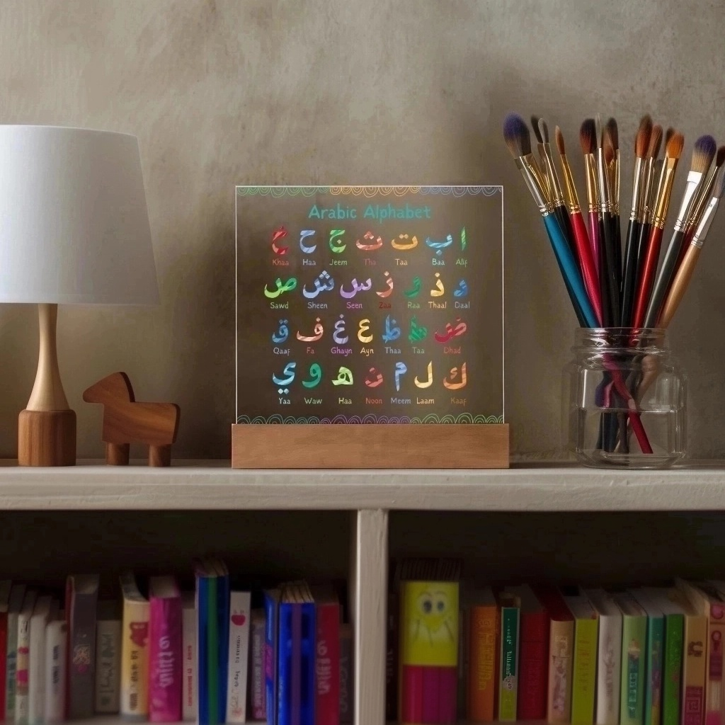 Arabic Alphabet Children's Night Light Acrylic Plaque